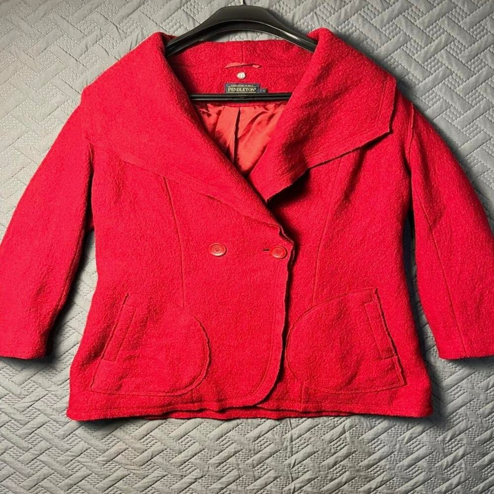 Pendleton Boiled Wool Jacket Red Double Breast Co… - image 1